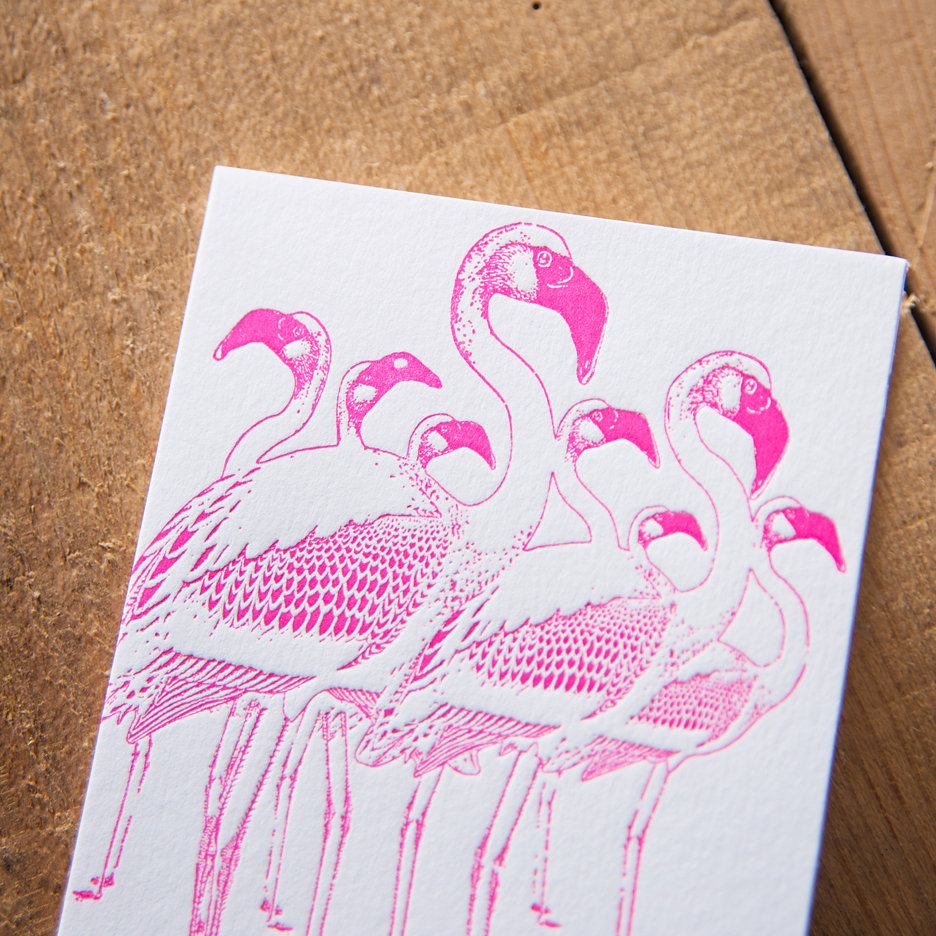 Bright pink flamingos notecards