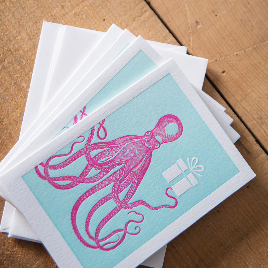 Pink Octopus notecards