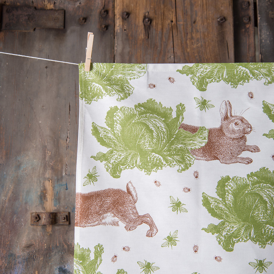 Thornback and Peel rabbit and cabbage tea towel
