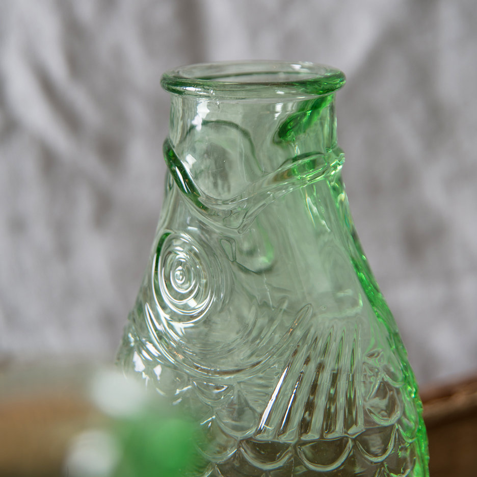 Pressed glass fish bottle