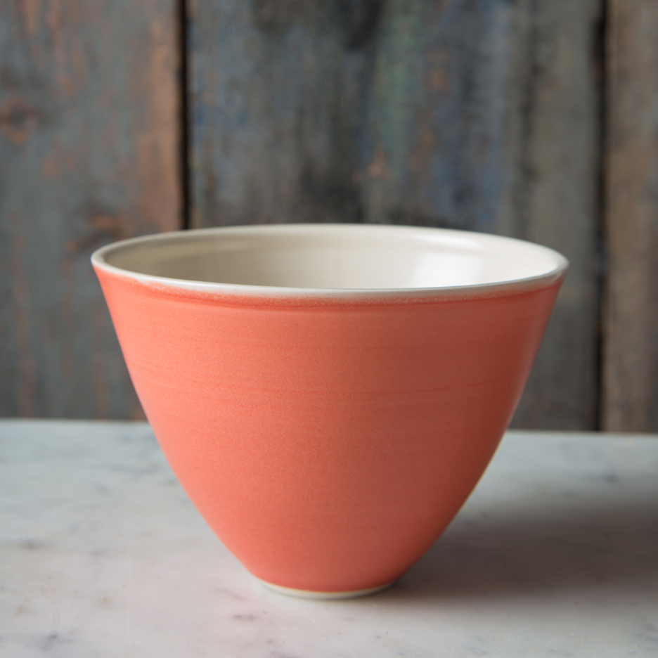 French ceramic serving bowl handmade tangerine