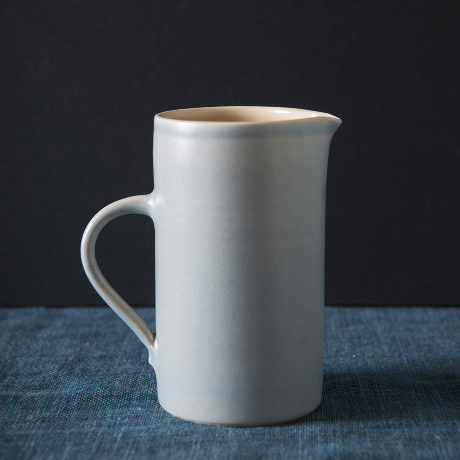 French ceramic tall jug handmade dove grey
