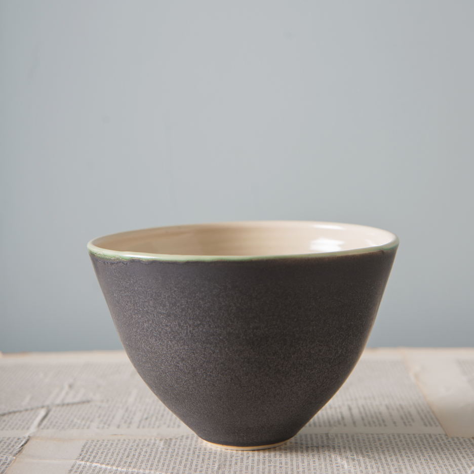 French ceramic serving bowl handmade black