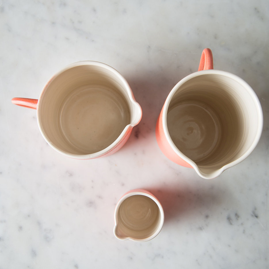 French ceramic jugs handmade tangerine
