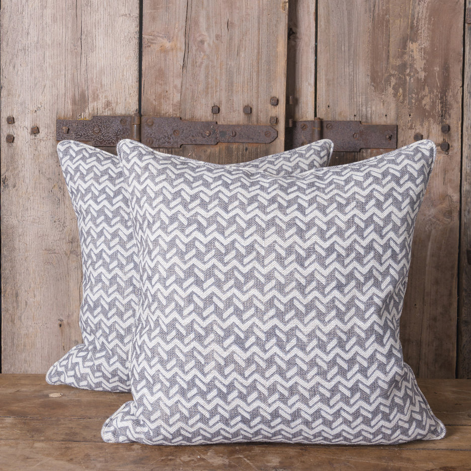 Grey geometric linen cushions
